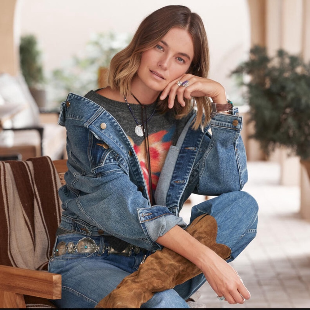 “Everyday boyfriend” denim jacket. New with tags from Sundance.